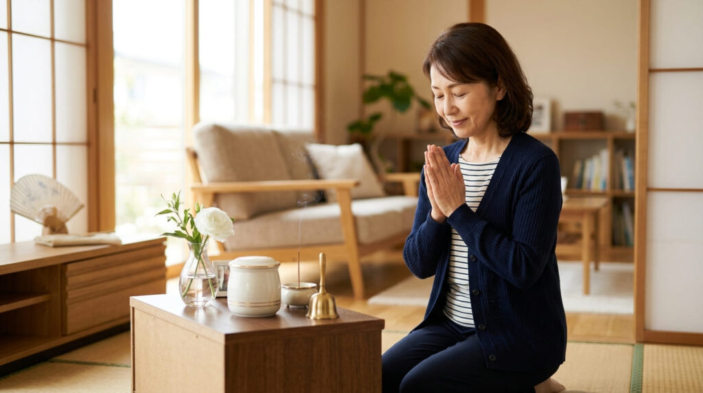 自宅でお骨を保管して供養している様子