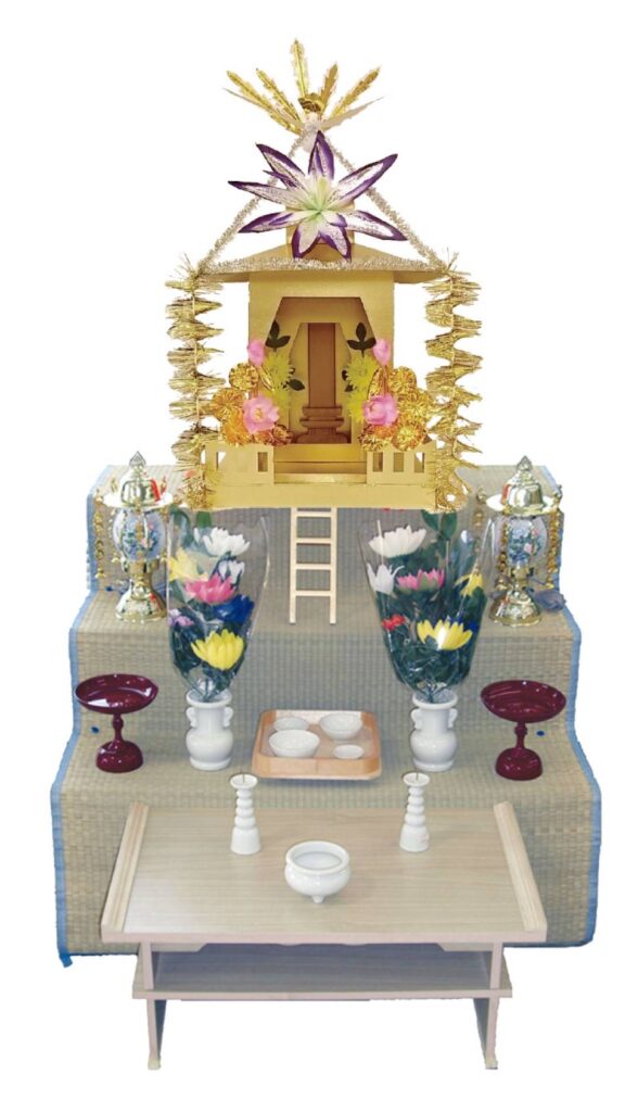 お盆に飾る精霊棚の一例