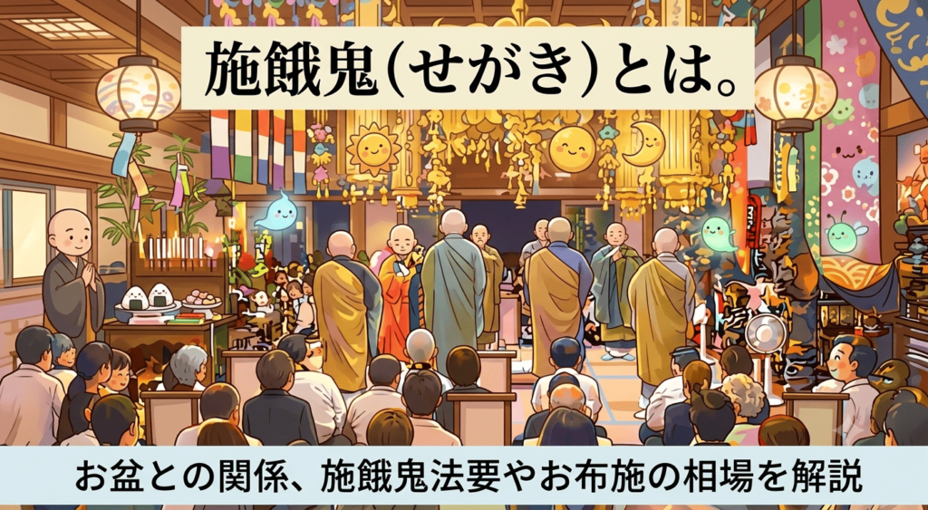 施餓鬼とは何か、お盆との関係や施餓鬼法要について解説するイメージ